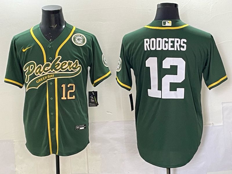 Men 2025 Green Bay Packers #12 Rodgers Green Joint Name Nike Limited NFL Jersey style 005